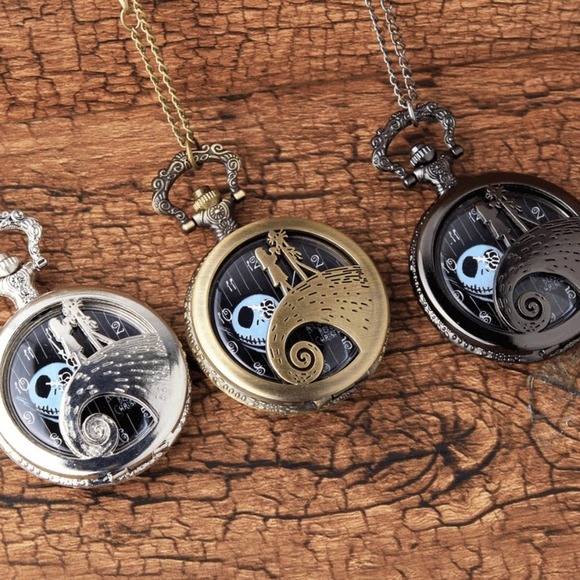 Nightmare Before Christmas Pocket Watch NEW Black Jack Skellington Tim Burton - Picture 6 of 6